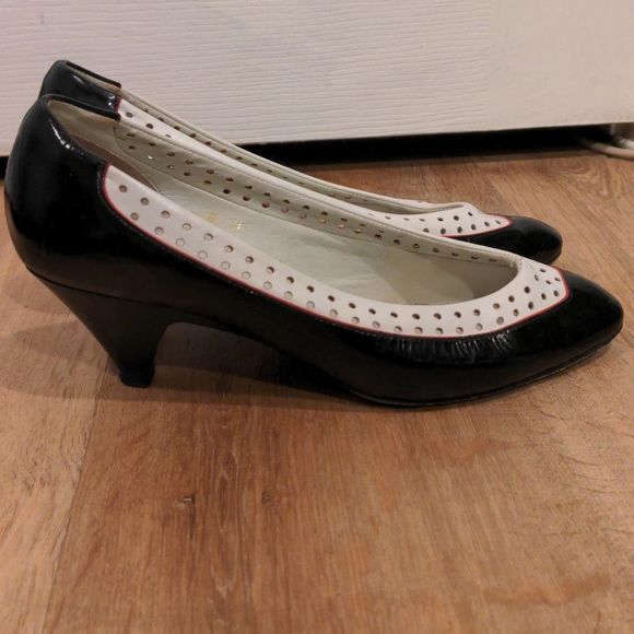 Made in Italy vintage Sesto Meucci leather black red white kitten heels - Picture 4 of 6